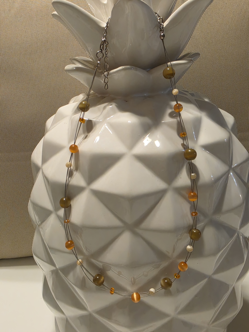 Vintage Relativity Amber Bead Multi Strand Necklace